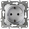 12-2102-03 Розетка 2P+E Schuko со шторками, 16A-250В, IP20, 2, алюминий (10/100/2800) Б0014689