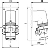 Вилка панельная с наклоном IP67 16А 3P+E 400В DIS2471696