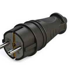Вилка MultiSet 2К+З 16А/250В IP44 прямая каучуковая черн. SE MST4001BK